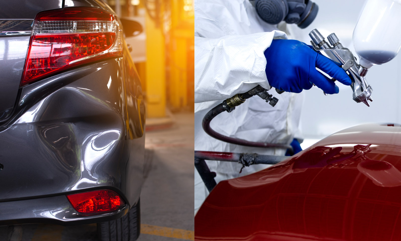 Reparación de abolladura y aplicación de pintura automotriz