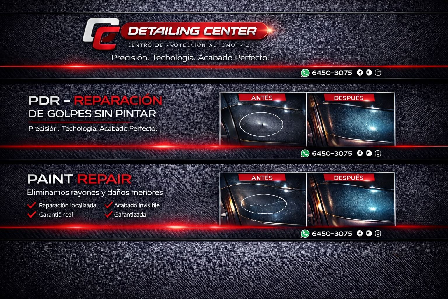 Antes y después: PDR y paint repair en Detailing Center